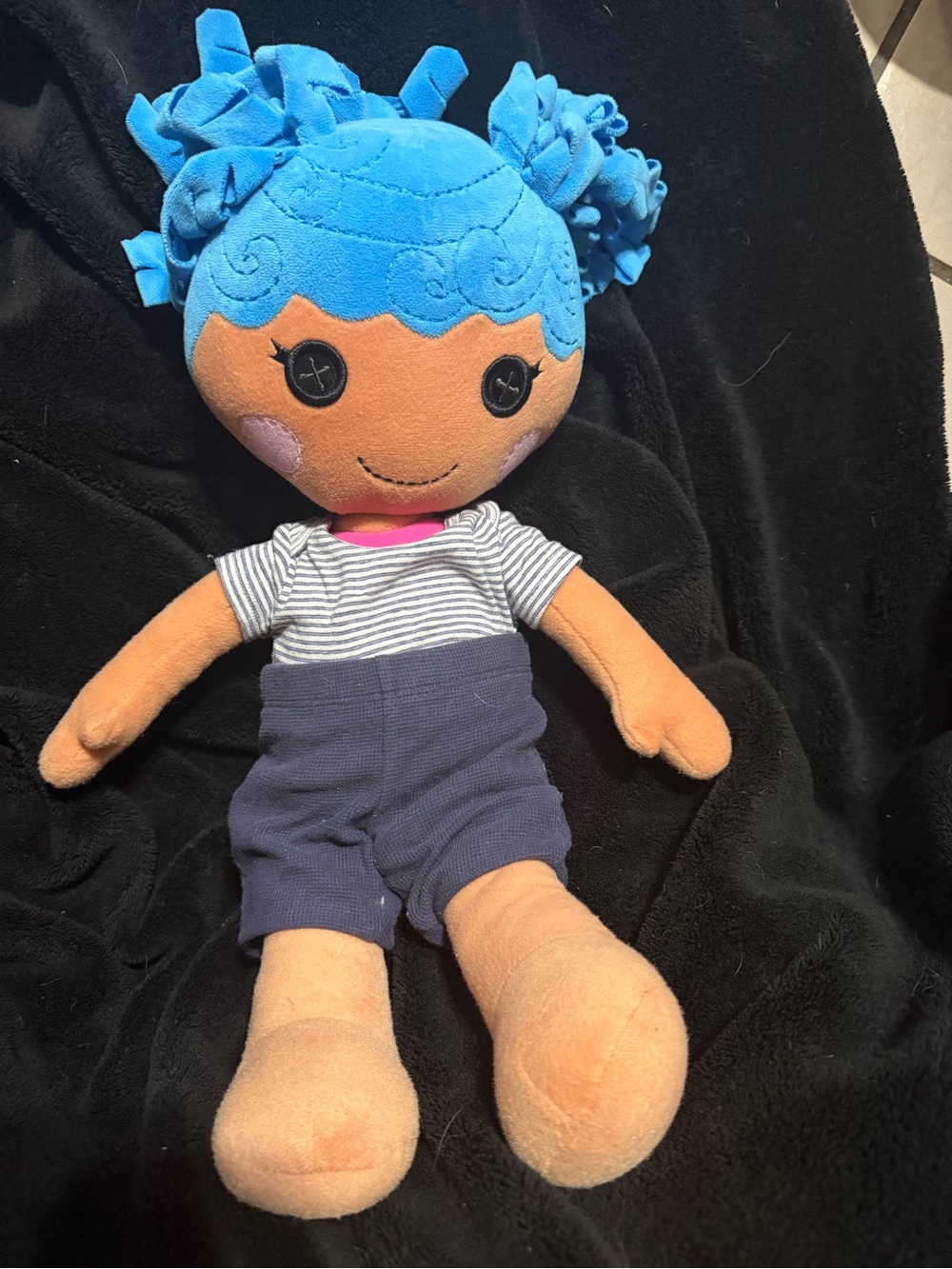 Build-A-Bear Blue-Haired Plush Doll with Navy Shorts